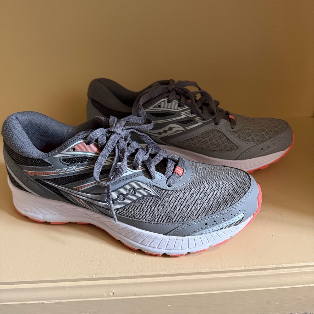 Saucony Gray and Coral Women's Running Sneakers